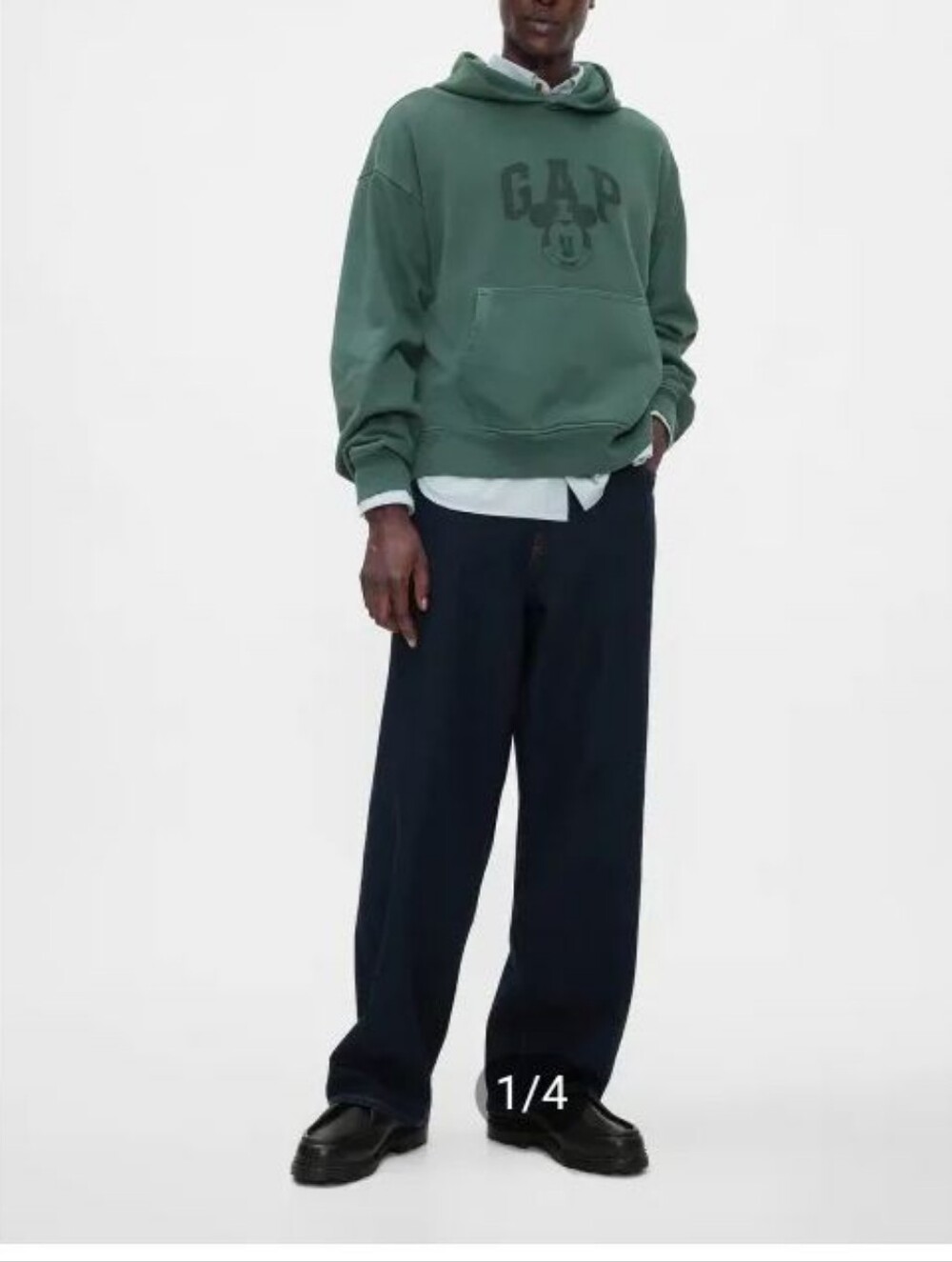 Nwt GAP X Disney Mickey Mouse Hoodie Green Cozy Cotton Blend Oversized Men's